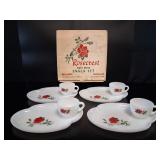 1950's Federal Glass Rosecrest Snack Set