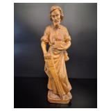 Carved Wood St. Joseph Carpenter , Signed vtg
