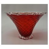 Murano Ruby Red & Gold Aventurine Art Glass Bowl