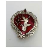 Siam Sterling Red Enamel Goddest Brooch