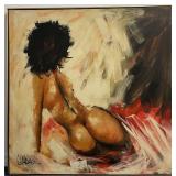 Large Signed MCM Nude Oil Painting Signed