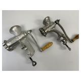 Pair of Vintage Cast Iron Manual Meat Grinders