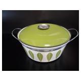 Large Green Catherindholm Enamelware ' Lotus' Pot