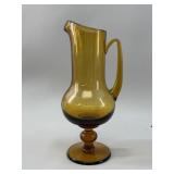 Vintage Empoli Amber Glass Pitcher