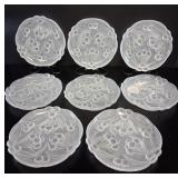 8 Lalique Style'Cerises' Frosted Glass Plates