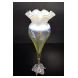 Antique Silver Plated & Uranium Glass Epergne