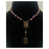 Italy St Theresa Pink Opaline Glass Rosary