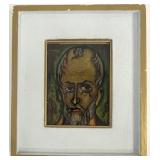 Antique Reverse Paint on Glass Apostle