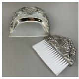 Silver-Plated Grape Motif Crumb Tray & Brush Set