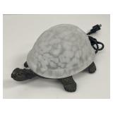 Tiffany-Style Cast Metal & Glass Turtle Lamp
