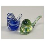 Pair of Hand-Blown Murano Style Art Glass Bird