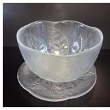 Kosta Boda Leaf Art Glass Salad Bowl & Plate