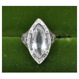 Ornate Filigree Sterling Clear Stone Ring