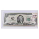1976 Stamped Bicentennial Two Dollar Paper Note