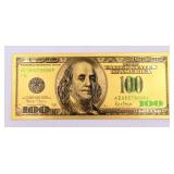 24k Gold Plated Commemorative $100 Dollar Bill