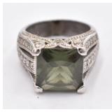 Designer Sterling Green Stone Ring