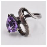 Designer Sterling Amethyst Stone Ring