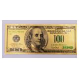 24k Gold Plated Commemorative $100 Dollar Bill