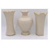 3 Lenox White and Gold Vases