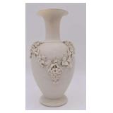 Bisque Ceramic Blanc Grapevine Motif Vase