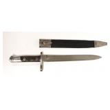 Antique Knife Bayonet with Leather Scabbard