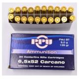 20 Rounds of 6.5x52 Carcano Ammunition
