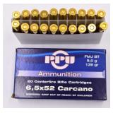 20 Rounds of 6.5x52 Carcano Ammunition