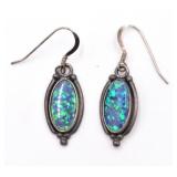 Sterling Blue-green Opal Earrings