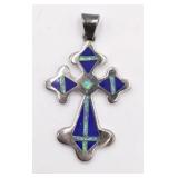 Sterling Lapis Lazuli Opal Cross