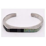 Sterling Black Onyx Opal Cuff Bracelet
