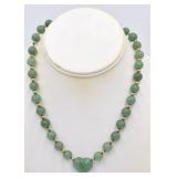 Green Jade Beaded Heart Shaped Necklace