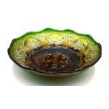 Vintage Fenton Dragon and Lotus Green Bowl