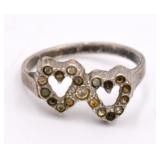 Designer Sterling Double Heart Ring