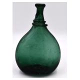 Antique Hand Blown Green Glass Bottle