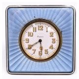 Cartier Sterling Guilloche Enamel Traveling Clock