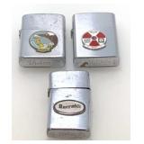 2 Military & 1 Harrahs Vulcan Lighters