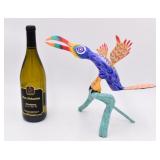 Mexican Folk Art Wood Carved Bird on Stand