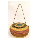 Handmade African Woven Seagrass Basket With Lid