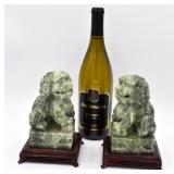 Jadeite Pair Foo Dogs on Stand