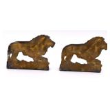 Pair Lion Cast Iron Book Ends