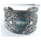Silver Cuff Bracelet wih Semi-Precious Stone