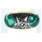Sterling Ring with Green Stones