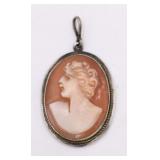 Antique 800 Silver Cameo Pendant