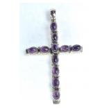 Sterling Cross w Purple Stones