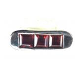 Sterling Ring w 3 Red Stones