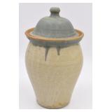Signed Pottery Crock with Lid