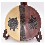 Tan and Brown Bowl with Turtle Inlays