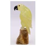 Hand Carved Onyx Parrot on a Stand