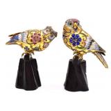 Pair of Tall Cloisonne Owls