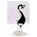Murano Glass Crane Black Bird